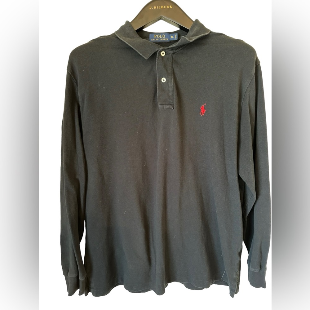 Polo long sleeved mens shirt black XL